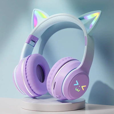 EOENKK Cat Wallet Bluetooth Headphones – Wireless Over-Ear Headset with 40mm Drivers, Memory Foam, Mic & Voice Assistant