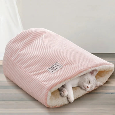 Convertible Cat Bucket Bed and Sleeping Bag with Fleece Lining