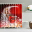 Christmas Shower Curtain with Snowman and Santa, Hooks Included