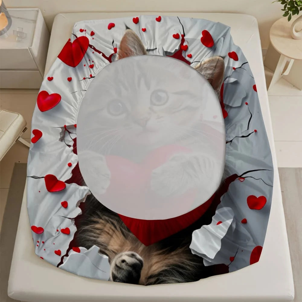 Chat de la Saint-Valentin Housse de couette