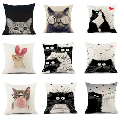 Cartoon Cat Cushion Cover, Peach Skin Throw Pillow Case 7 Sizes