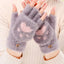 Fluffy Cat Claw Gloves for Women, Short Half-Finger Winter Gloves