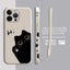 Peeking Black Cat Phone Case With Side Paw Print Design and Wrist Lanyard