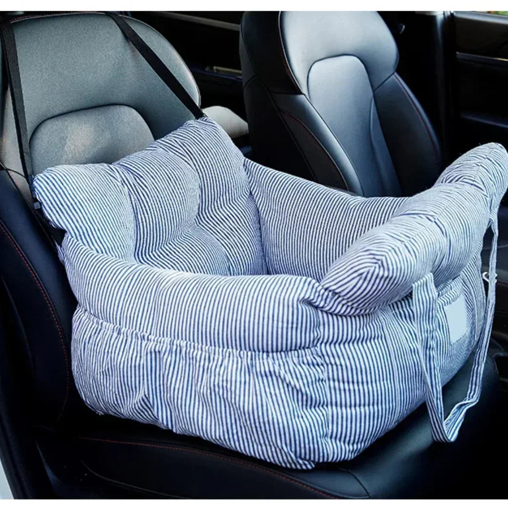 Cat Car Bed with Safety Belt and Washable Cushioned Bed