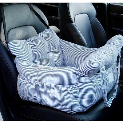 Cat Car Bed with Safety Belt and Washable Cushioned Bed