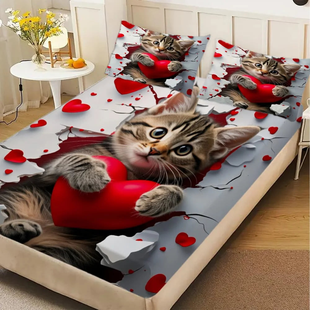 Chat de la Saint-Valentin Housse de couette
