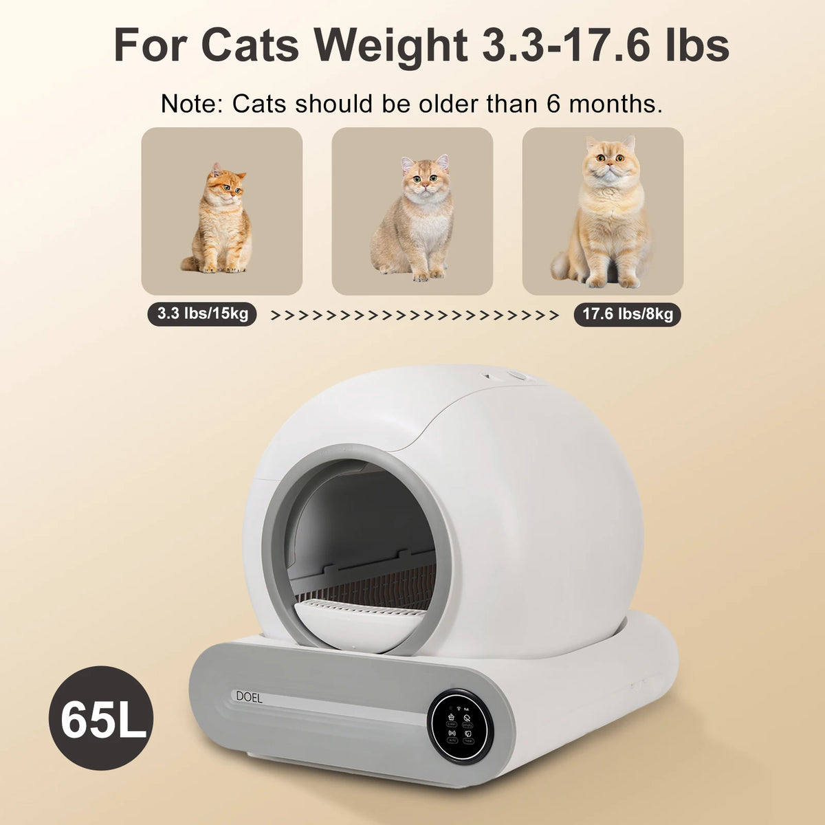Smart Automatic Cat Litter Box – Self-Cleaning WiFi Litter Box with Odor Control, Weight Sensors & Large Waste Capacity