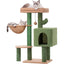 Green Cactus Cat Tree with Hammock and Scratching Ramp