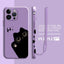 Peeking Black Cat Phone Case With Side Paw Print Design and Wrist Lanyard