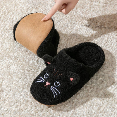 Cute Cartoon House Slippers for Women, Plush Insole, Flat