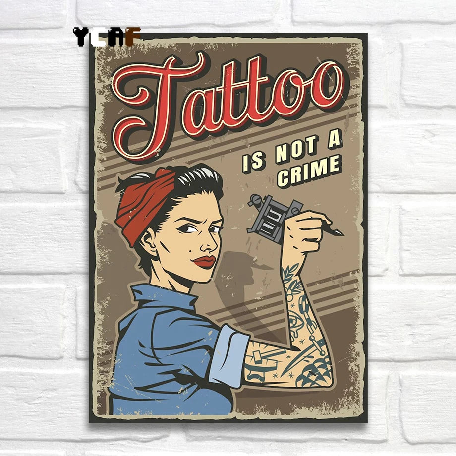 Tattoo Cats Canvas Print, Vintage Tattoo Parlor Cat Wall Art