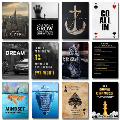 Mindset Is Everything Lion Poster, Motivational Canvas Print