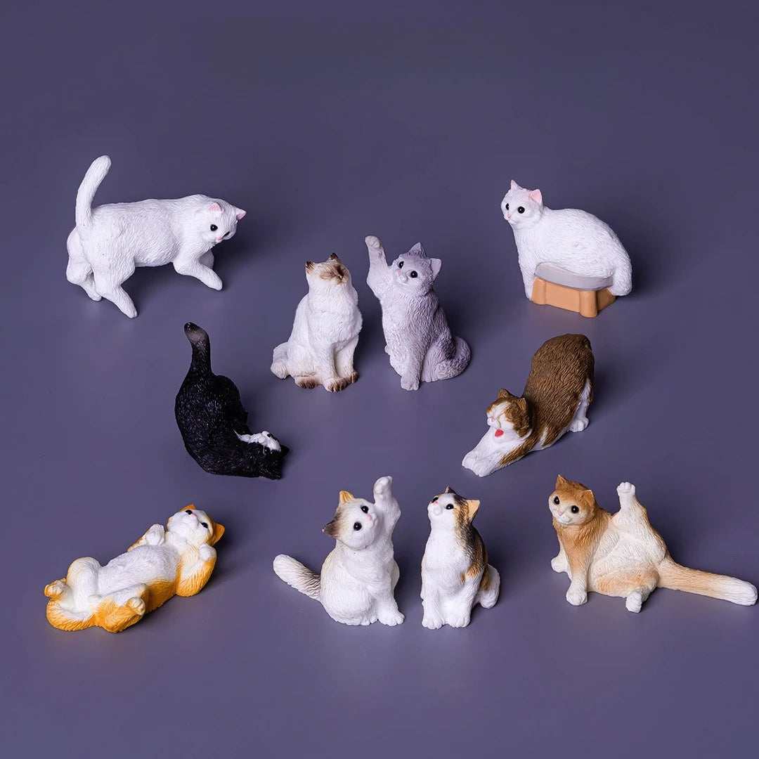 Realistic Mini Kitten Figurines, Funny Cat Poses Resin Ornaments