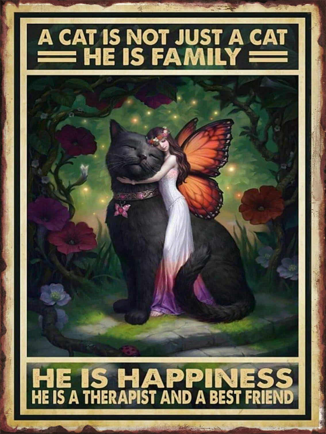 Funny Black Cat Aluminum Sign, 8 x 12 or 12 x 16 Inch Plaque