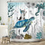 Funny Cat Riding a T-Rex Shower Curtain, Japanese Wave Decor