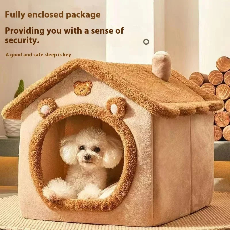 Semi-Enclosed Cat Cave Bed with Inner Cushion