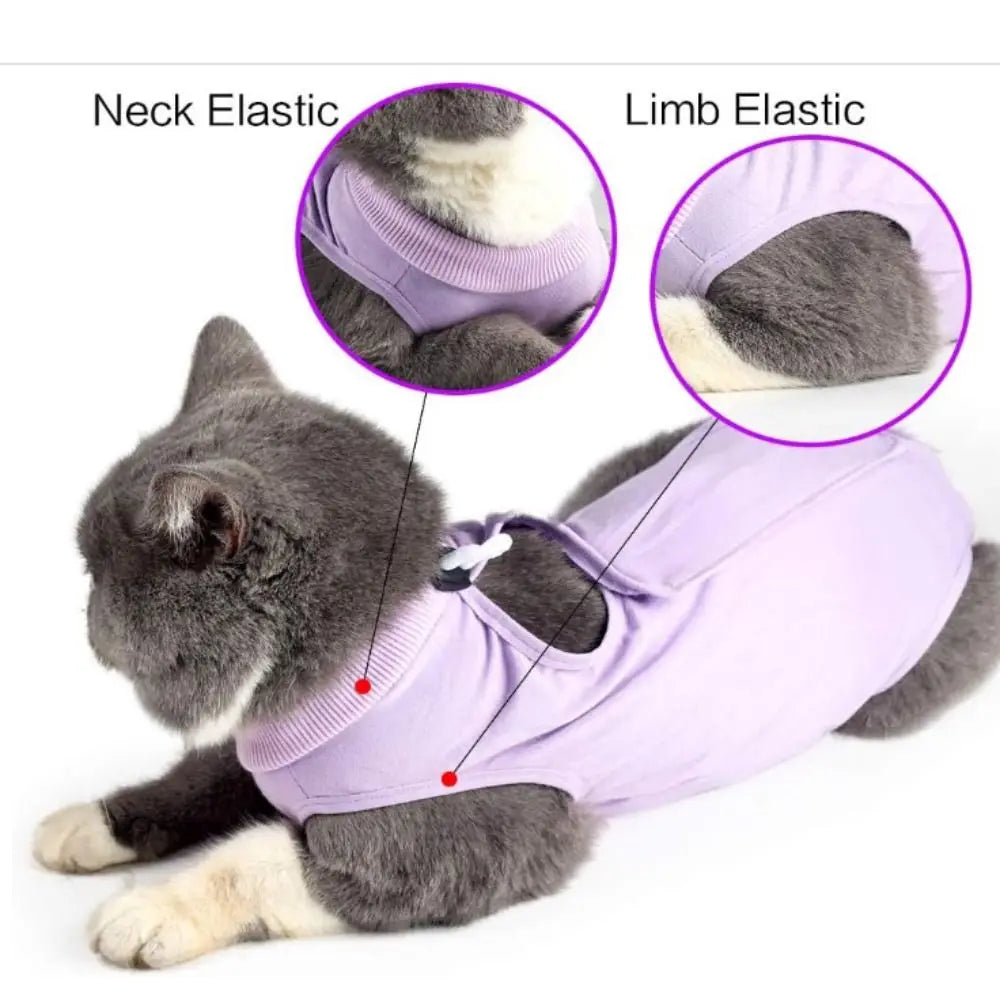 Cat Recovery Suit After Spay or Neuter Surgery, Soft Cone Alternative, S to L