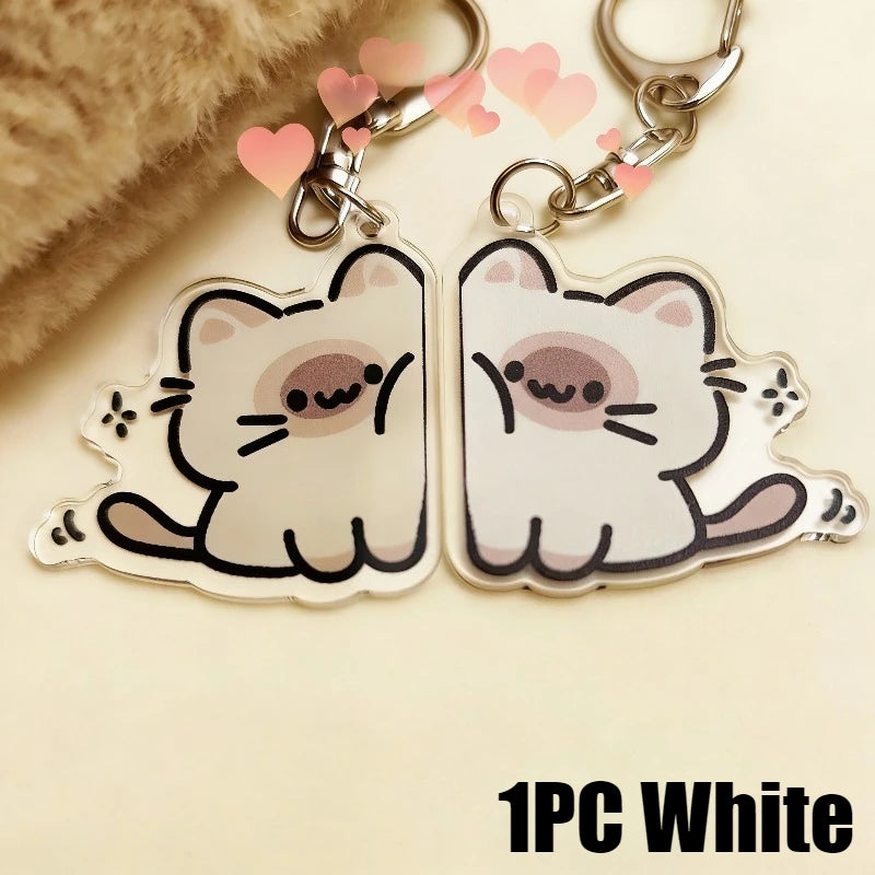 Peeking Cat Acrylic Keychain, Cute Doodle Kitty Bag Charm With Clasp