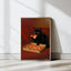 Funny Black Cat Kitchen Wall Art, Whimsical Food Lover Print