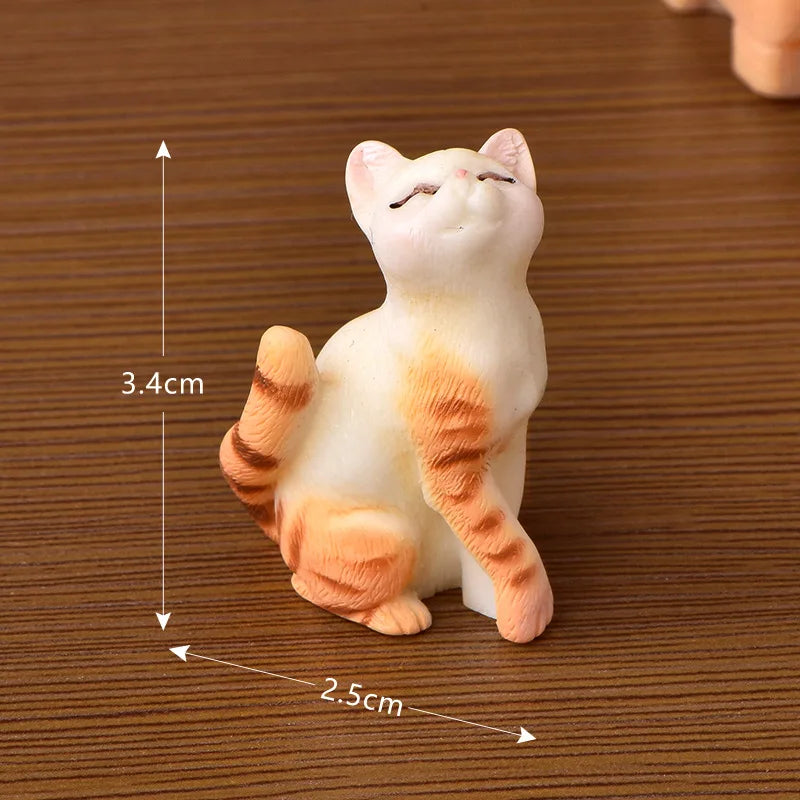 Miniature Resin Cat Figurine for Fairy Gardens and Dollhouses