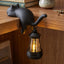 Black Cat Shelf Sitter With Lantern Light, Lounging Cat Night Lamp Decor