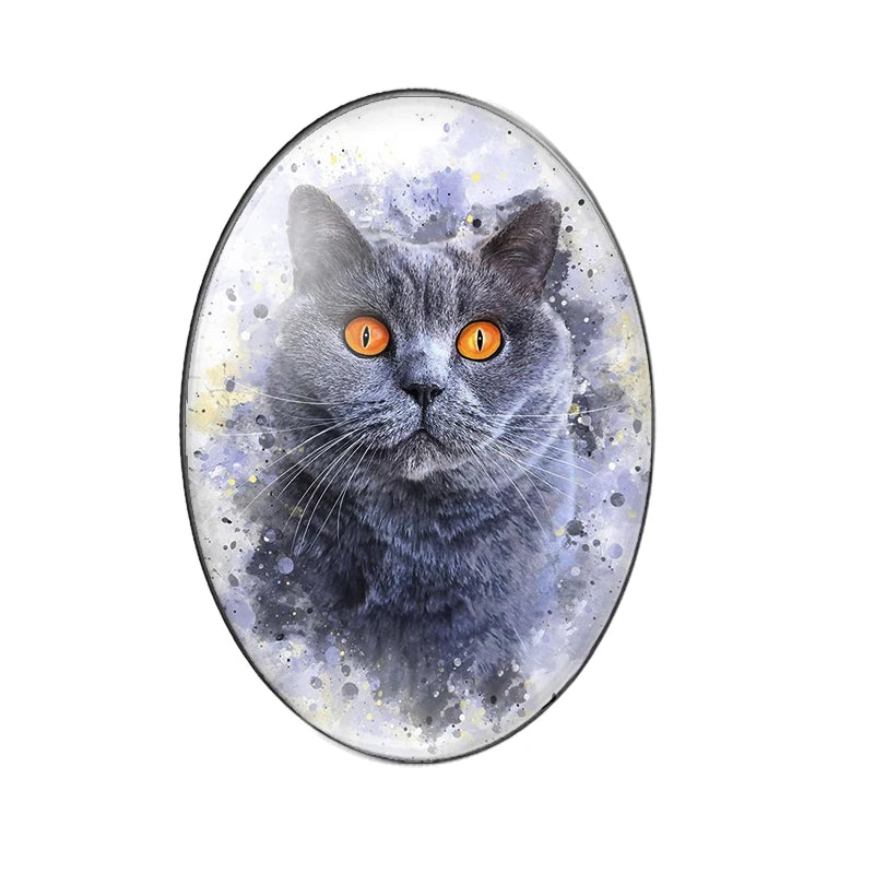 Persian Cat Glass Cabochons, 10 Pack Oval Photo Domes for DIY Jewelry