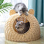 Imitation Rattan Cat Bed House with Front Opening