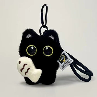Black Cat Plush Keychain Bag Charm for Cat Lovers