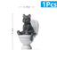 Cat on Toilet Figurine, Funny Mini Bathroom Cat Ornament