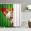 Christmas Shower Curtain with Snowman and Santa, Hooks Included