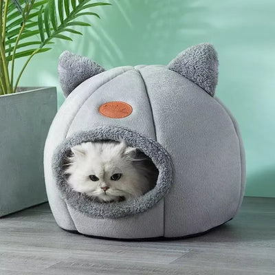 Kitty Ear Dome Cat Bed with Plush Doorway Trim
