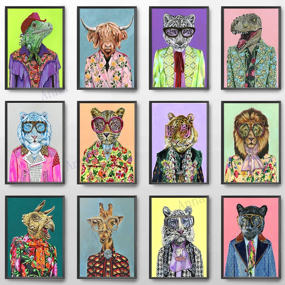 Pop Art Big Cat Poster, Leopard Lion Tiger Canvas Wall Art