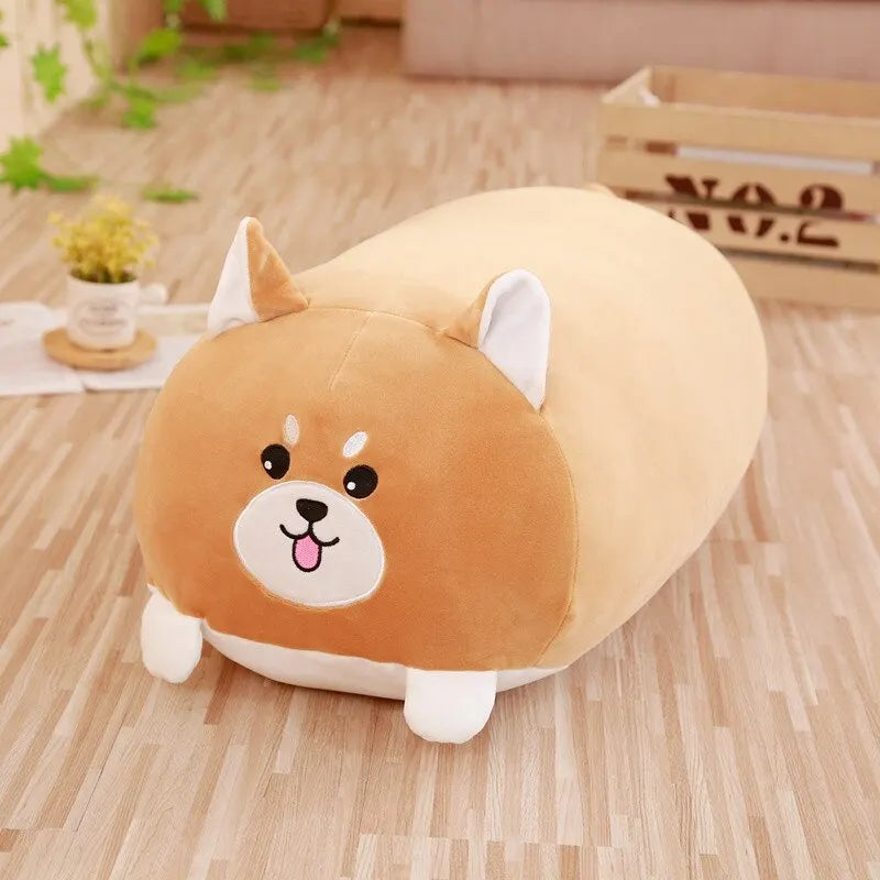 Calico Cat Roll Pillow Plush, Soft Cylinder Cat Cushion