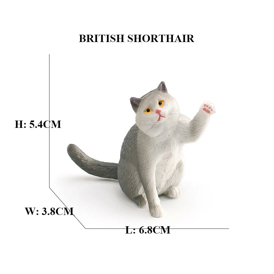 Realistic Ragdoll Cat Figurine and Chubby Cat Model, PVC