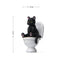 Cat on Toilet Figurine, Funny Mini Bathroom Cat Ornament