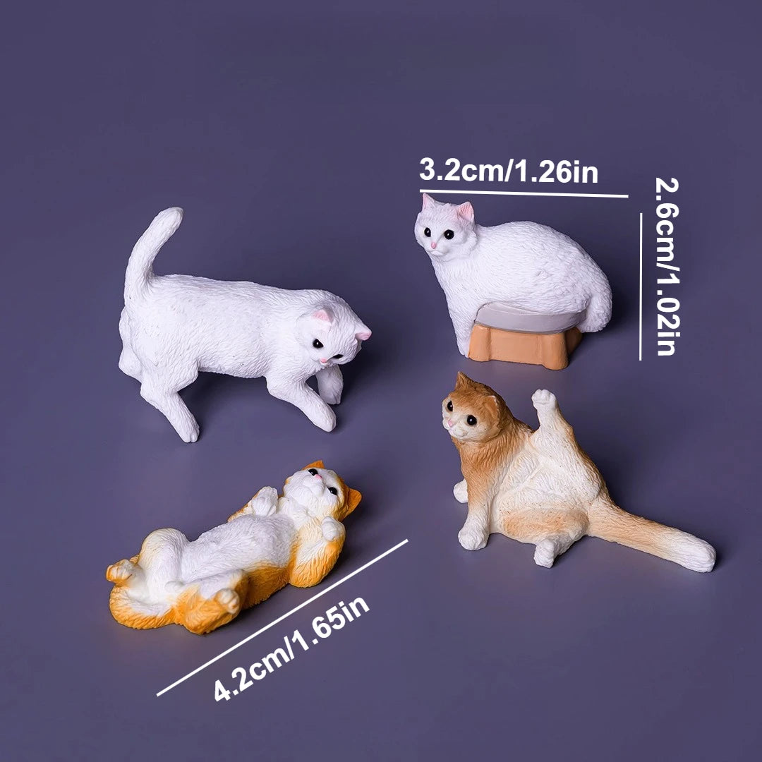 Realistic Mini Kitten Figurines, Funny Cat Poses Resin Ornaments