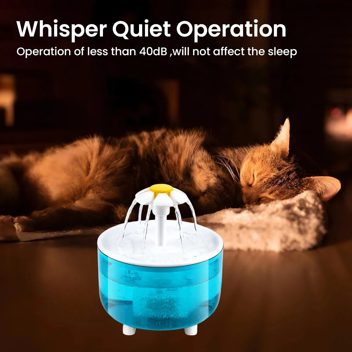Flower Cat Water Fountain, 1.2L USB Drinking Fountain With 4 Filters