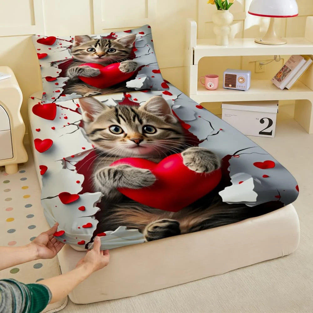 Chat de la Saint-Valentin Housse de couette