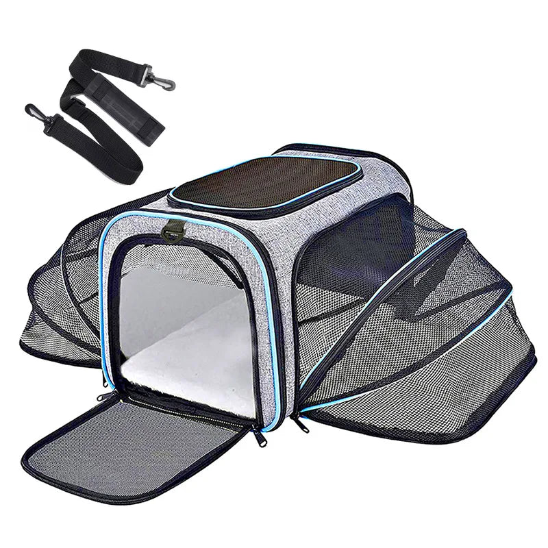 Double Expandable Cat Carrier Bag with Fold-Flat Design, S or L