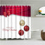 Christmas Shower Curtain with Snowman and Santa, Hooks Included