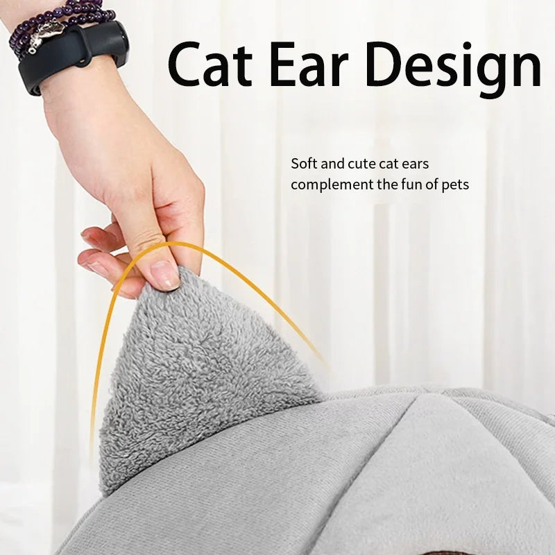 Kitty Ear Dome Cat Bed with Plush Doorway Trim