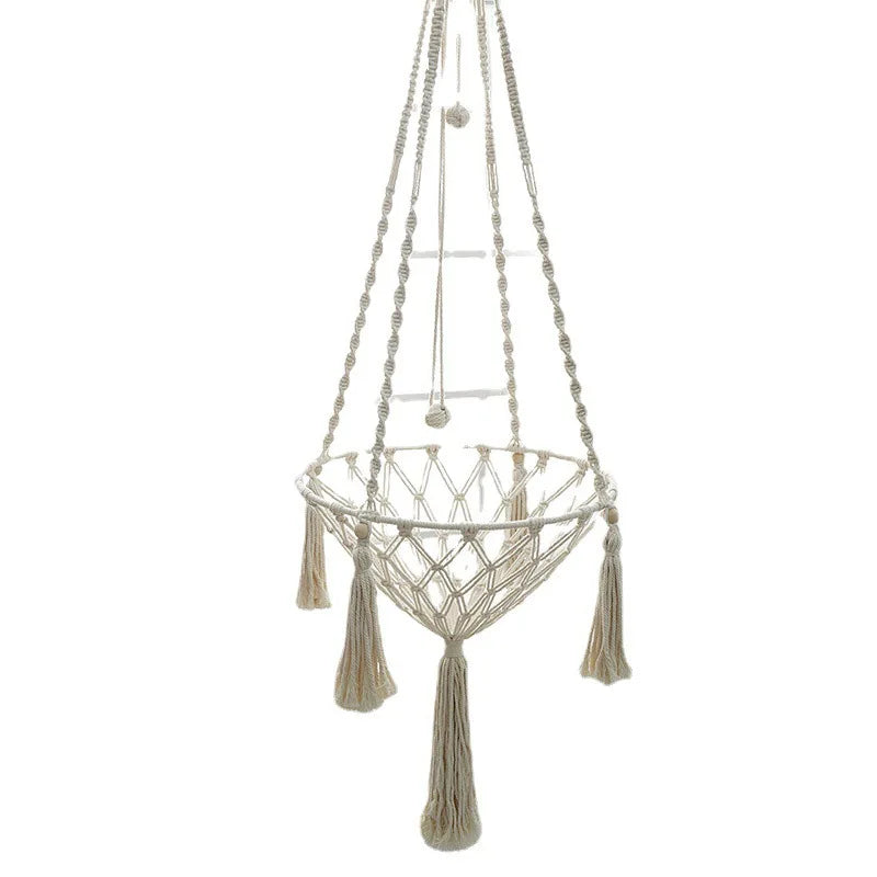 Handwoven Cotton Rope Cat Hammock Swing with Cushion