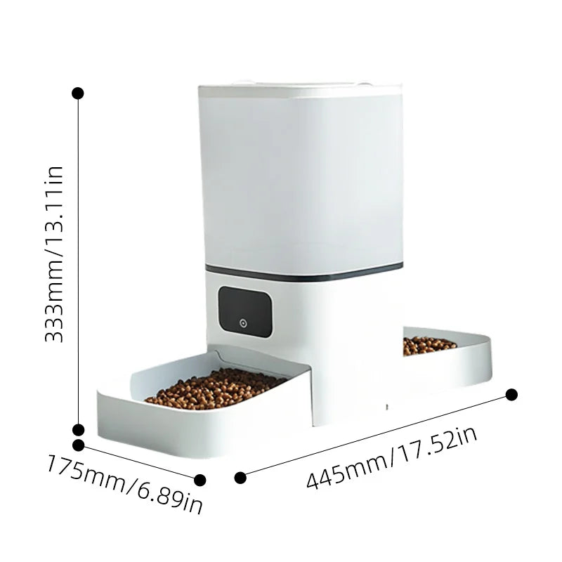 6L Wi-Fi Automatic Cat Feeder With Dual Bowls, App-Controlled Food Dispenser