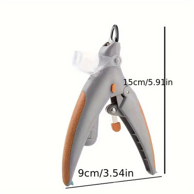 LED Cat Nail Clippers With Clear Clipping Guard, Plier Style, Gray and Tan