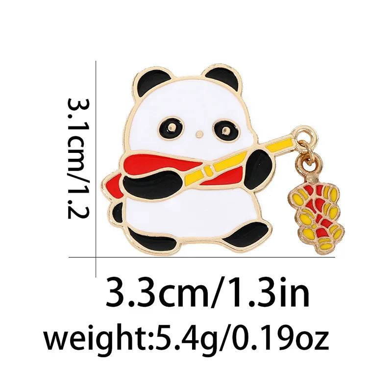 Cat Fishing Enamel Pin with Dangling Fish Charm, Cute Cat Brooch
