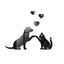 Cat Mirror Wall Stickers, Acrylic Cat Silhouettes with Paw Prints