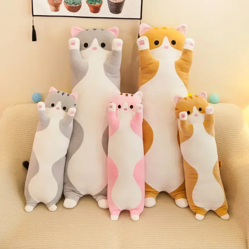 Gray Tabby Long Cat Plush, 20 Inch Squishy Cat Leg Pillow