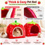 Strawberry Rabbit Bed and Hanging Hay Feeder Bag Set