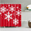 Christmas Shower Curtain with Snowman and Santa, Hooks Included