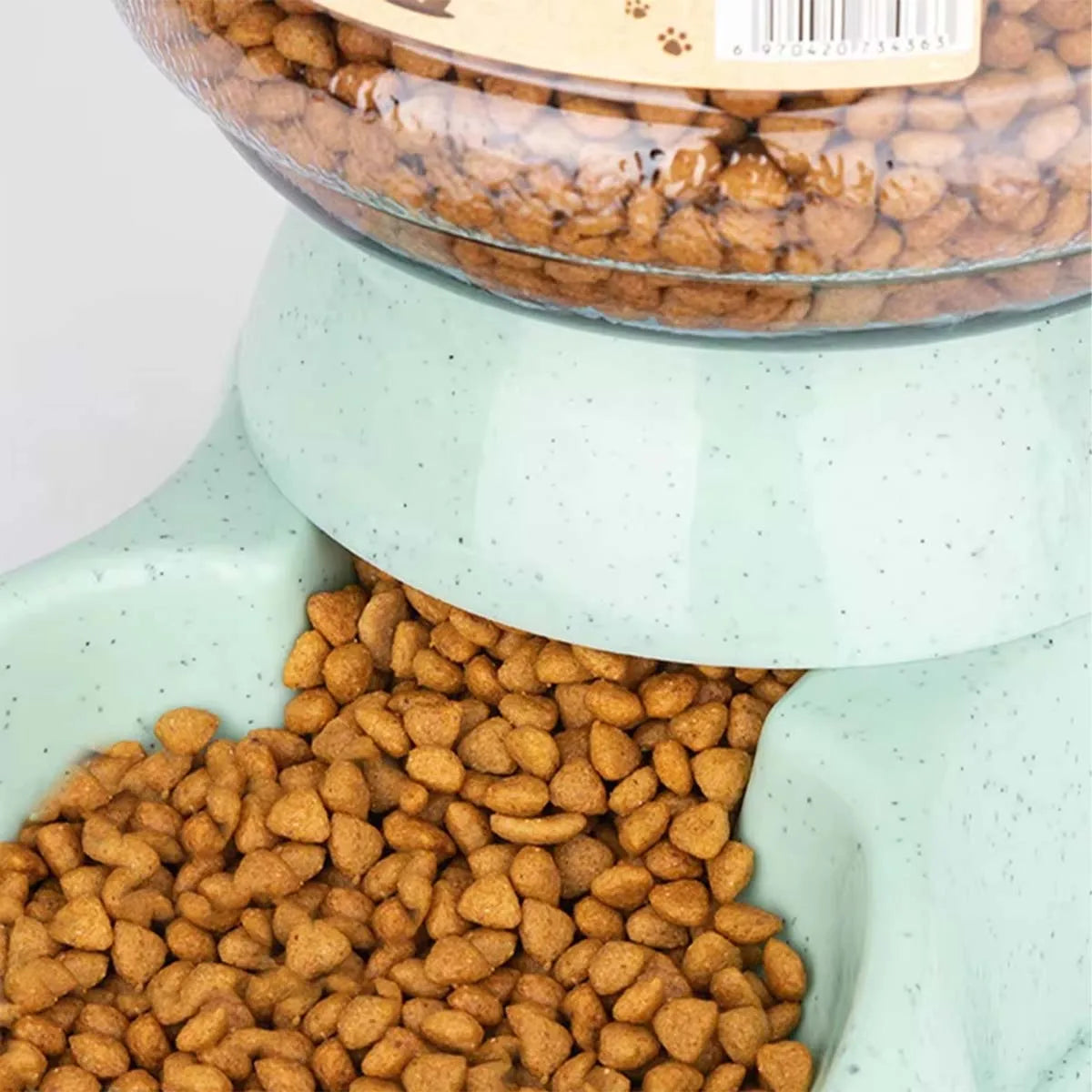 Large 3.8 L Gravity Cat Water Dispenser and Food Feeder, Speckled Base